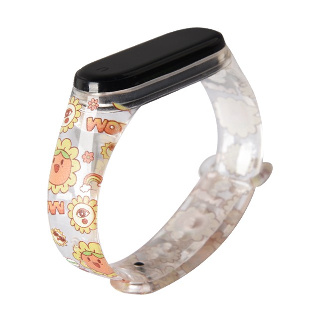 Dây Đeo Tay Trong Suốt Họa Tiết Hoạt Hình Dễ Thương Cho Xiaomi mi band 7 6 5 4 3 7 nfc