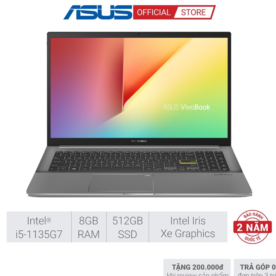 [Mã ELMALL8 giảm 7% đơn 5TR] Laptop Asus S533EA-BN115T i5-1135G7/8GD4/512G-PCIE/15.6FHD/ĐEN