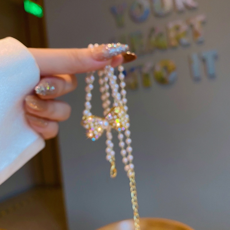 Vòng cổ Hình Nơ Ngắn Đính Đá Ngọc Trai Sang Trọng 2022 Cho Nữ