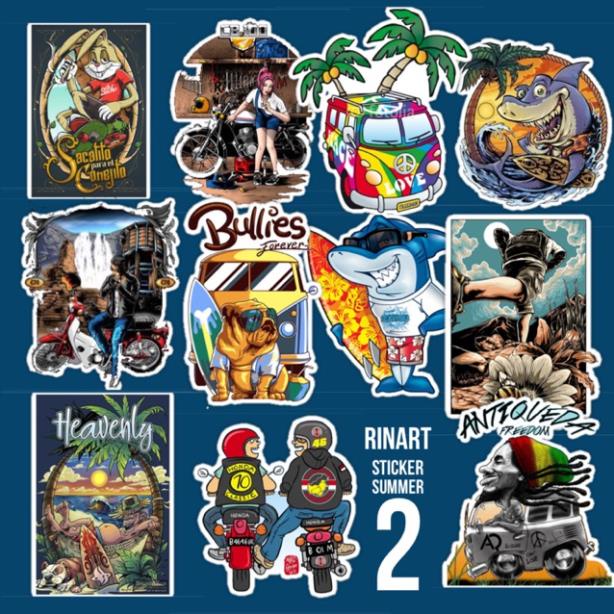 [STICKER 1K] STICKER SUMMER 2 SIÊU CHẤT DÁN TRANG TRÍ ĐT LAPTOP VALI TƯỜNG TỦ KỆ MŨ BẢO HIỂM XE MÁY NOTEBOOK