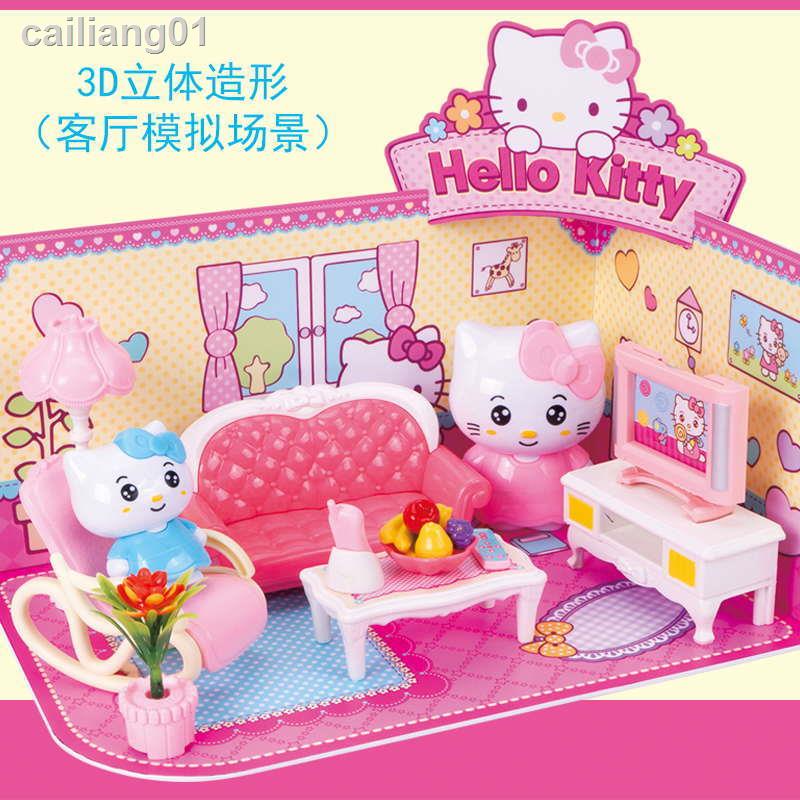♂▪Bộ Đồ Chơi Nhà Búp Bê hello kitty Xinh Xắn Dành Cho Bé Gái