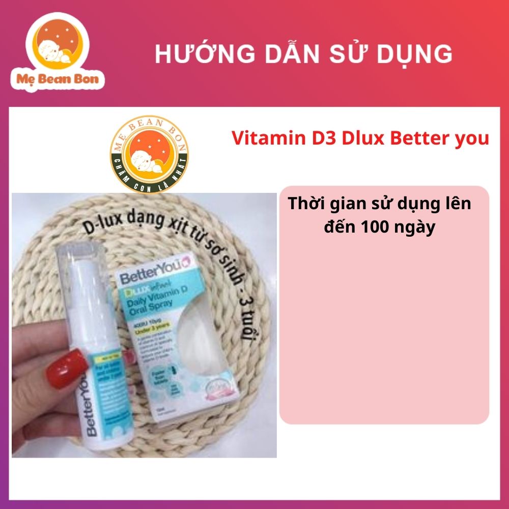 Vitamin D3 cho bé từ sơ sinh Dlux betterYou dạng xịt 15ml của Anh giúp hấp thu nhanh tốt hơn - mẹ bean bon