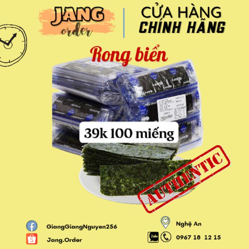 100k_300miếng Rong biển sấy giòn ăn liền (1 gói 2 miếng)