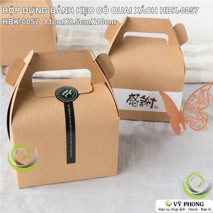 HỘP ĐỰNG BÁNH KẸO QUÀ TẶNG GIẤY KRAFT / TRẮNG CÓ QUAI XÁCH HỘP CRAFT ĐỰNG BÁNH KEM BÁNH CUỘN  HBK-0057