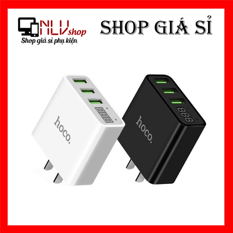 Cốc sạc 3 cổng C15 3A - màn hình LCD hiển thị điện áp