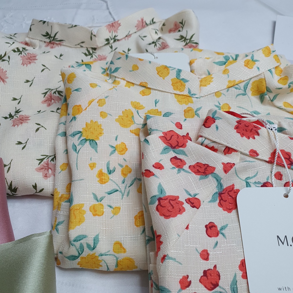 Set Áo Dài Hoa Nhí Cho Bé Gái Và Mẹ Hạ Vy Hoa Hồng Mon