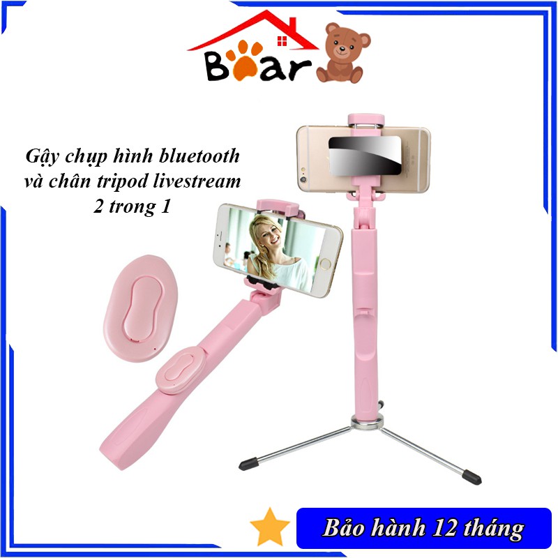 Gậy tự sướng và selfie bluetooth 5.0 cao cấp, kèm 3 chân tripod inox cao cấp, livestream, quay video tiktok dễ dàng | BigBuy360 - bigbuy360.vn