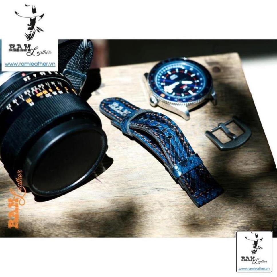 (DA BÒ CAO CẤP) Cá tính với Dây đồng hồ da dê vân trăn rằn ri cao cấp (RAM CLASSIC) ,