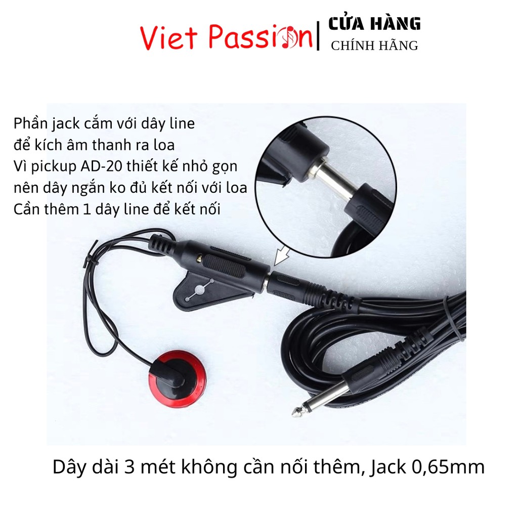 Pickup kích âm thanh đàn guitar ra loa không cần đục thùng P011 P012 AD20 chất lượng vietpassion