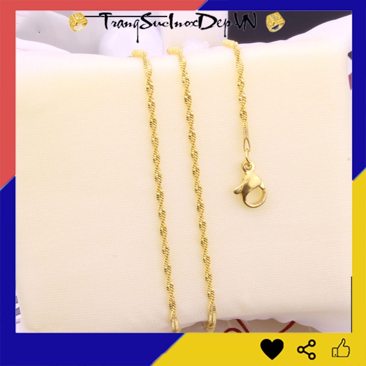 Dây chuyền kiểu mì xoắn inox mạ vàng sáng đẹp, bền màu đem lại vẻ đẹp quyến rũ cho quý cô