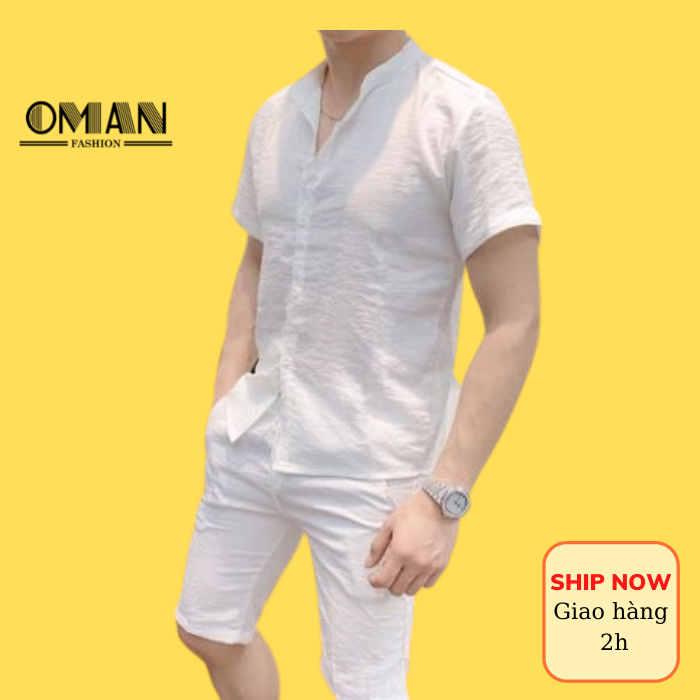 Bộ đũi nam cổ bẻ - đồ bộ nam thời trang cao cấp mùa hè OMAN BH21