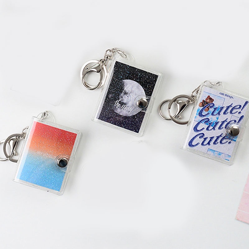 Album ảnh mini 2 inch có móc khóa trong suốt phong cách thời trang retro