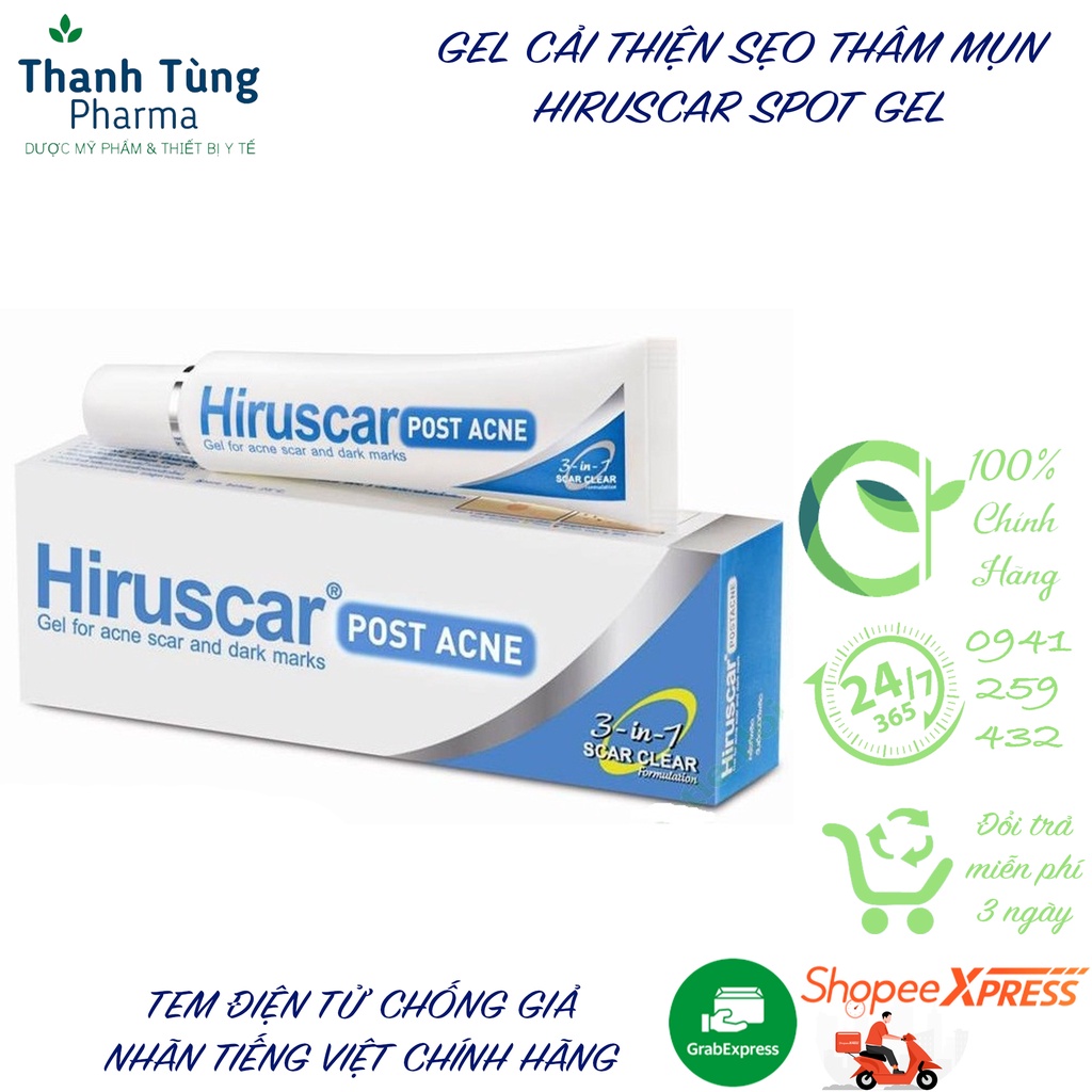 Gel làm mờ sẹo mụn và thâm mụn Hiruscar Post Acne 5g