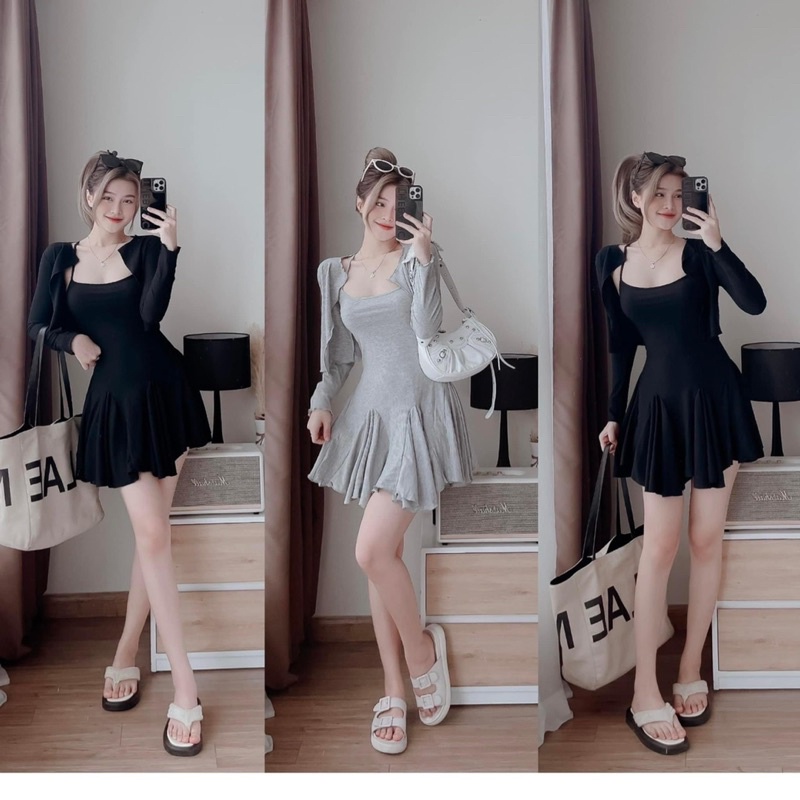 Đầm xoè kèm khoác