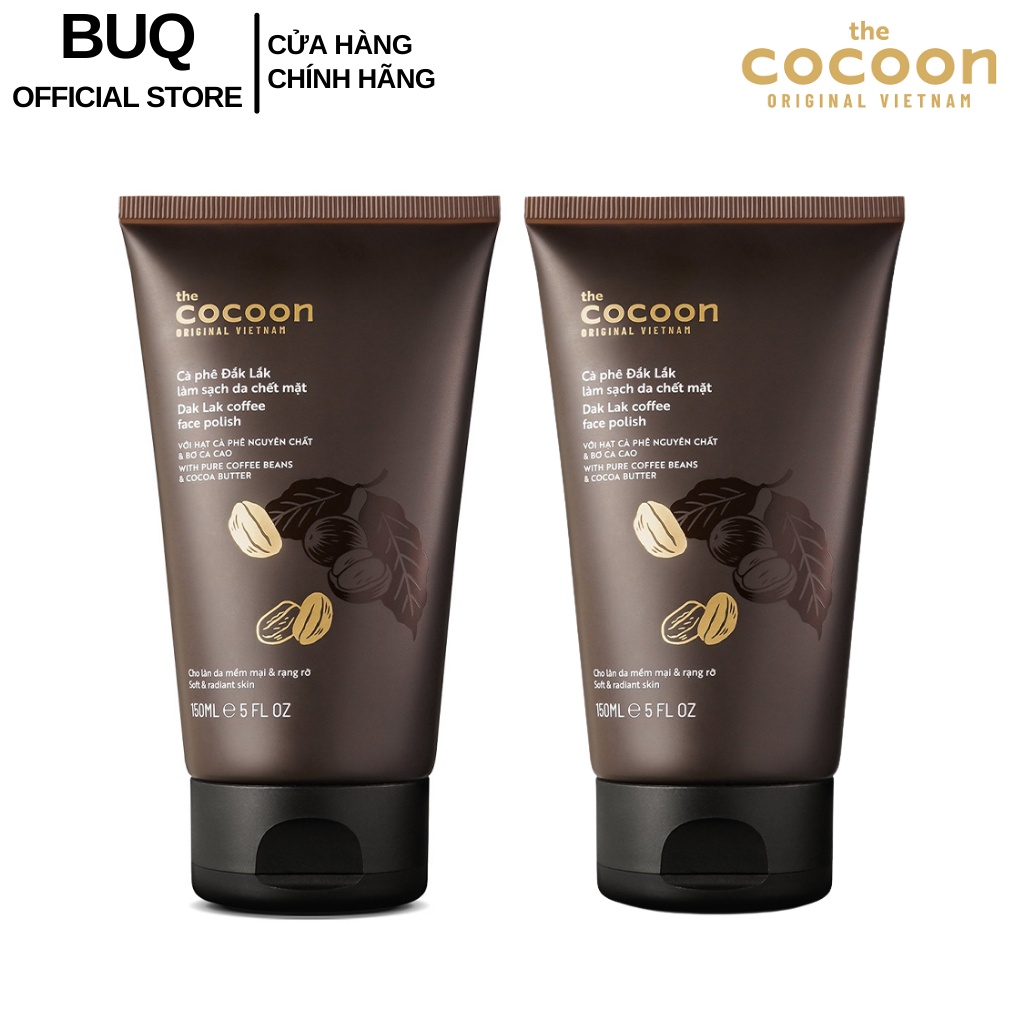 Combo 2 Tuýp Tẩy Da Chết Mặt Cà Phê Đắk Lắk Cocoon Cho Làn Da Mềm Mại &amp; Rạng Rỡ 150ml