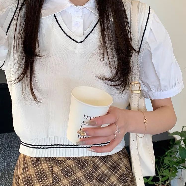 Áo Sơ Mi Giả Hai Lớp Ngắn Phong Cách Hong Kong Thời Trang Mùa Hè Hàng Mới 2022 Dành Cho Bạn Nữ