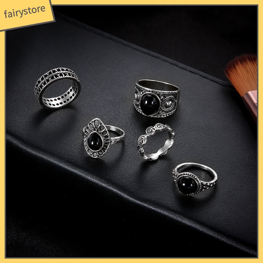 Set 5 Nhẫn Đeo Khớp Ngón Tay Phong Cách Cổ Điển Thời Trang Cho Nữ