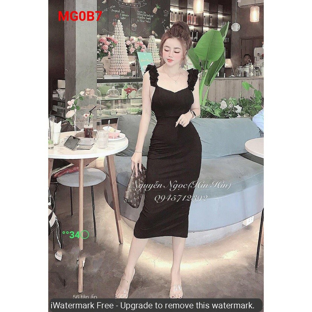 [Siêu hot] 13D15B1 Đầm body dài midi hở lưng tay cánh tiên, vải gân siêu đẹp [Siêu hot] | BigBuy360 - bigbuy360.vn