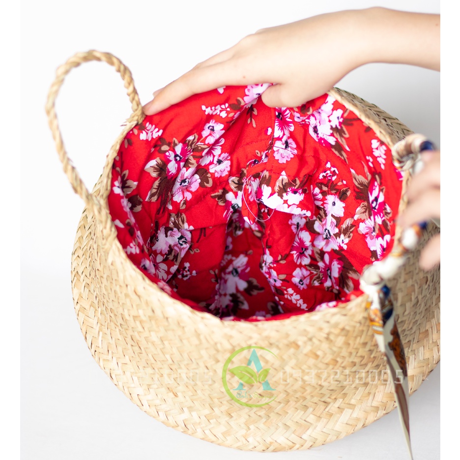 Túi cói thủ công dáng giỏ cây dùng làm túi xách, túi để vật dụng, trang trí hoặc túi để cây cảnh