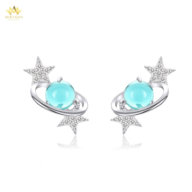Khuyên Tai Bạc Nữ MIRASON Vũ Trụ Xanh Và Ngôi Sao Sáng Lấp Lánh MBTHTX - Bông Tai Nữ Bạc 925 Cao Cấp