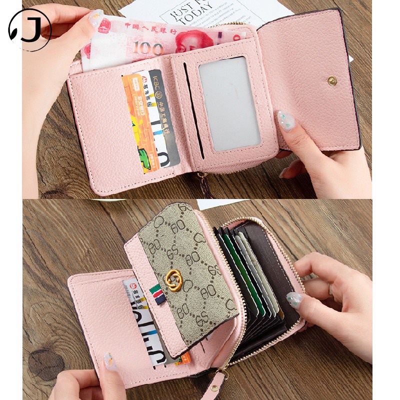 KAITIFEI Ví ngắn mini cầm tay đẹp da gập cao cấp hợp thời trang trẻ trung cho nữ