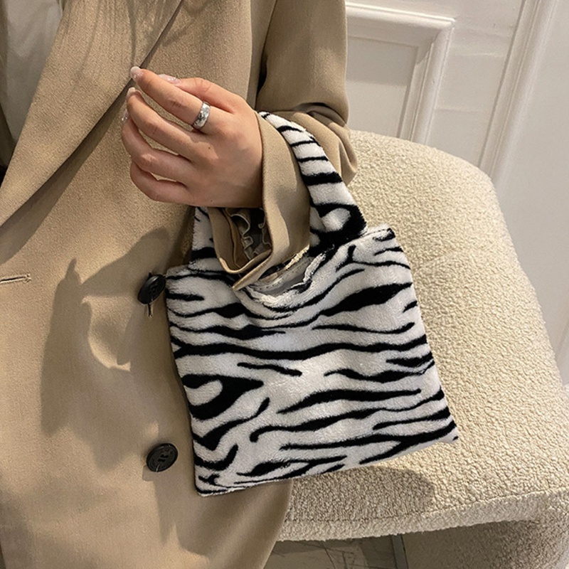 Túi Cầm Tay Bằng Vải Bông Họa Tiết Da Báo Ngựa Vằn
