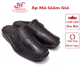 dép bít mũi nam da bò cao cấp TH204