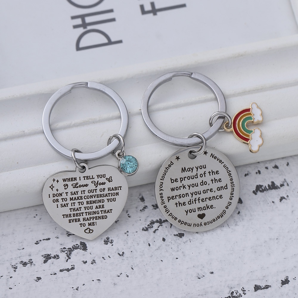 Cod Qipin Móc Chìa Khóa Hình Tròn In Chữ May You Be Proud Màu Cầu Vồng Đơn Giản Cho Cặp Đôi