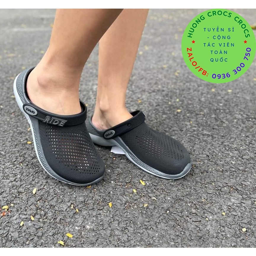 DÉP SỤC CROCS LITERIDE PACER 360 CHO CẢ NAM VÀ NỮ MÀU ĐEN CHUẨN XỊN FULL BOX