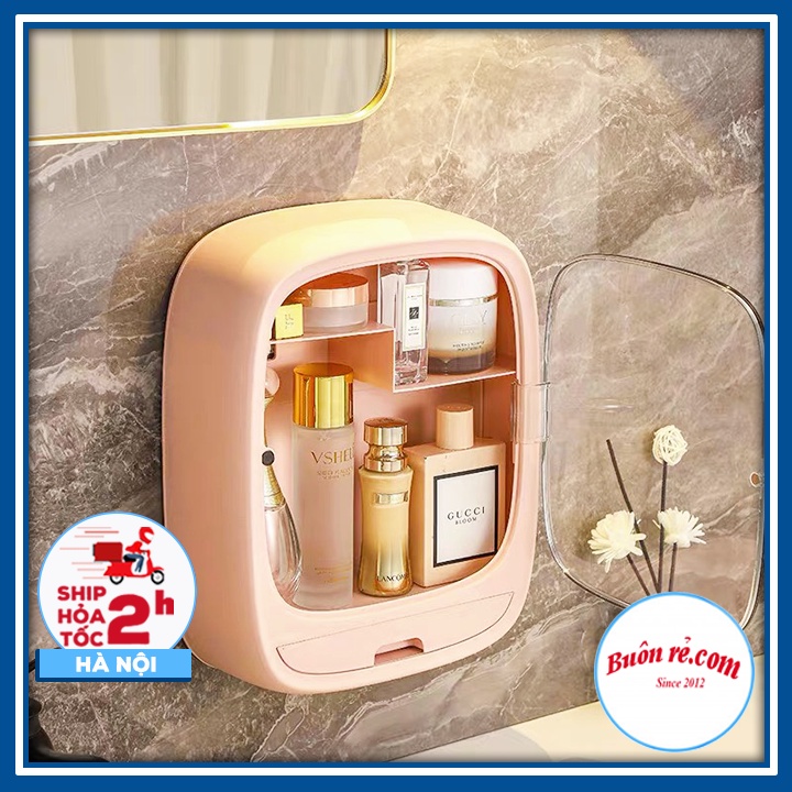 Kệ đựng mĩ phẩm treo tường Hokori màu Pastel xinh xắn - Kệ có nắp đựng mĩ phẩm, thuốc thông minh Br 01653