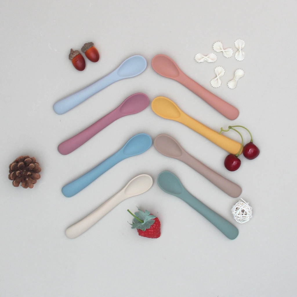 Thìa silicone, muỗng ăn dặm cho bé 5m+ (loại mới nhỏ và mềm hơn)