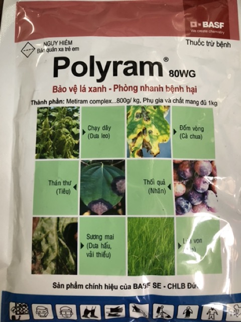 Thuốc Trừ Bệnh POLYRAM 80WG Đặc Trị Bệnh Chạy Dây Đốm Vòng Thán Thư Thối Trái Sương Mai