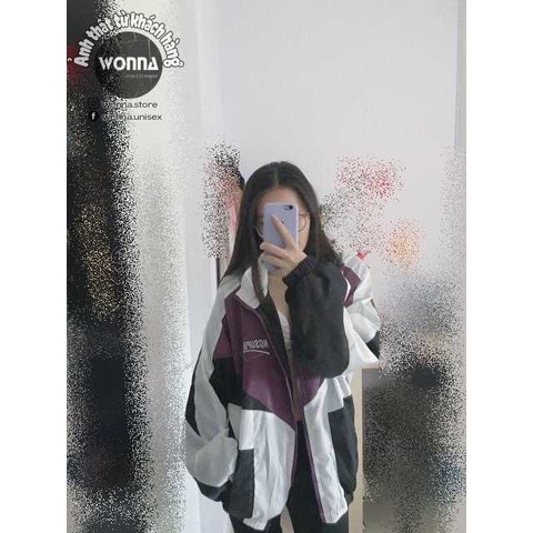 Áo Khoác Bóng Chày Phối Màu Cá Tính Cho Nam Nữ Áo Khoác Gió Dù Unisex Form Rộng Tím Trắng Đen Xanh Thể Thao Bomber