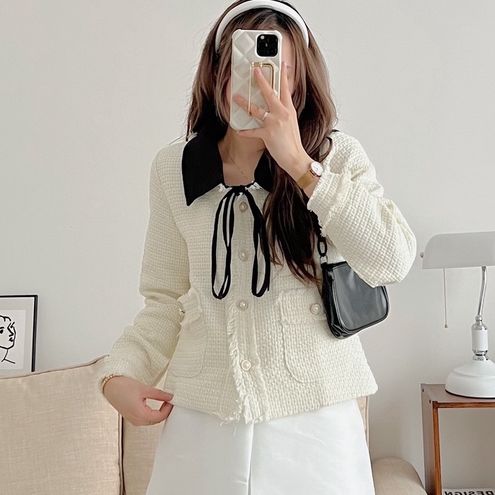 Áo Khoác Dạ Tweed Cổ Rời - Titto Closet