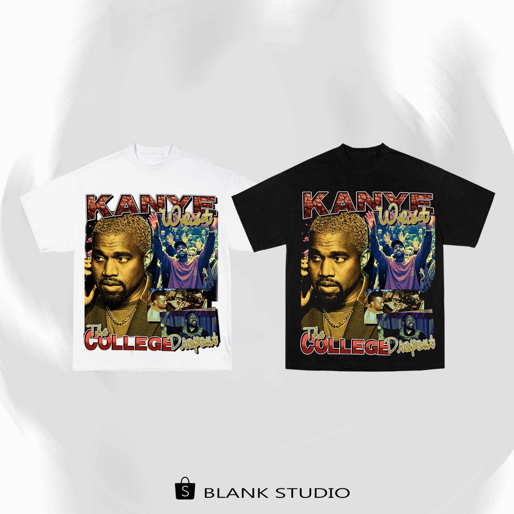 BLANK | Áo Thun KANYE WEST Tay Lỡ Unisex - Đen/Trắng Cổ Tròn