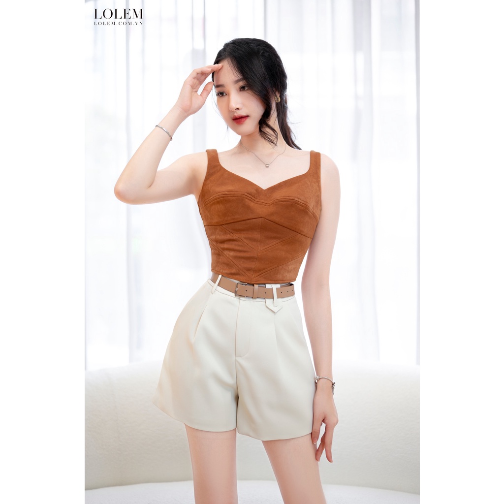 Áo croptop 2 dây LOLEM AK1221 bản lớn chất da lộn mềm mịn