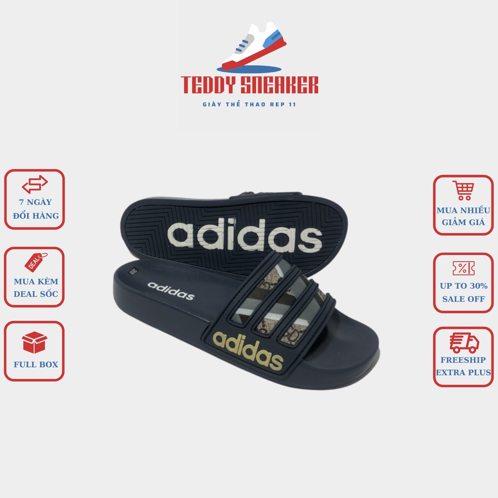Dép Cao Su Nam Quai Ngang 𝗔𝗱𝗶𝗱𝗮𝘀 Màu Đen - Dép Adidas Huyền Thoại Cực Hiếm Cực Bền Full Box