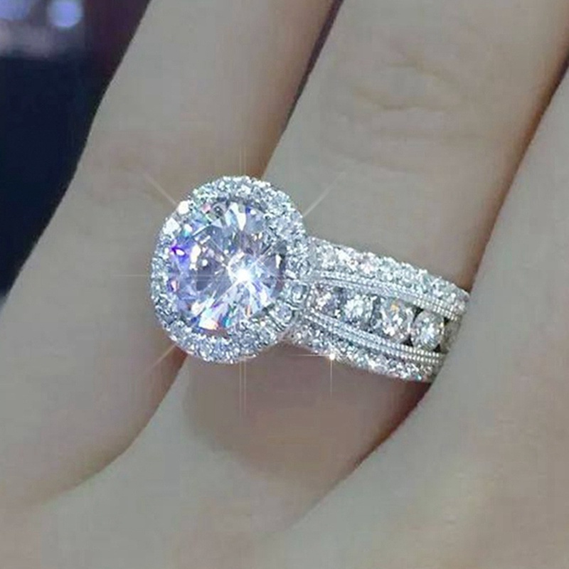 Nhẫn Đính Hôn Đính Đá Zircon Màu Trắng Aaa Thanh Lịch Cho Nữ