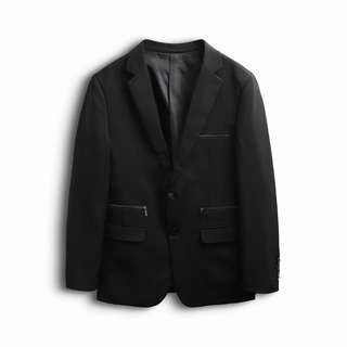 Áo blazer nam inf phối zip black, chất vải cotton dày dặn, ve000125 somehow,