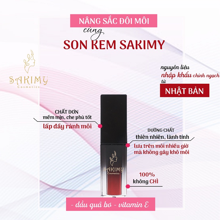 Son Kem Lì không chì SAKIMY MATTE LIQUID an toàn bờ môi xinh (Chính hãng) | WebRaoVat - webraovat.net.vn