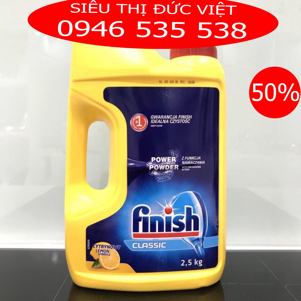 [FLASHSALE] Bột rửa bát Finish Classic 2.5kg - hương chanh - nhập khẩu chính hãng