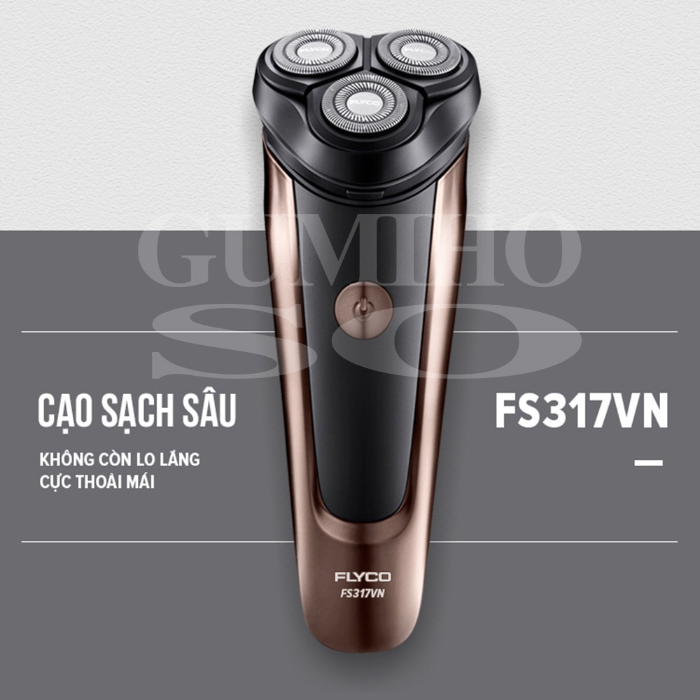 Máy Cạo Râu Đa Năng ✅ FreeShip ✅ Flyco 3 Lưỡi Kép Thân Máy Kháng Nước Sạc Nhanh 1 Giờ FS317VN Hàng Chính Hãng - Gumihos