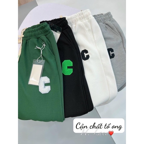 QUẦN XUÔNG TĂM TỔ ONG THÊU CHỮ C