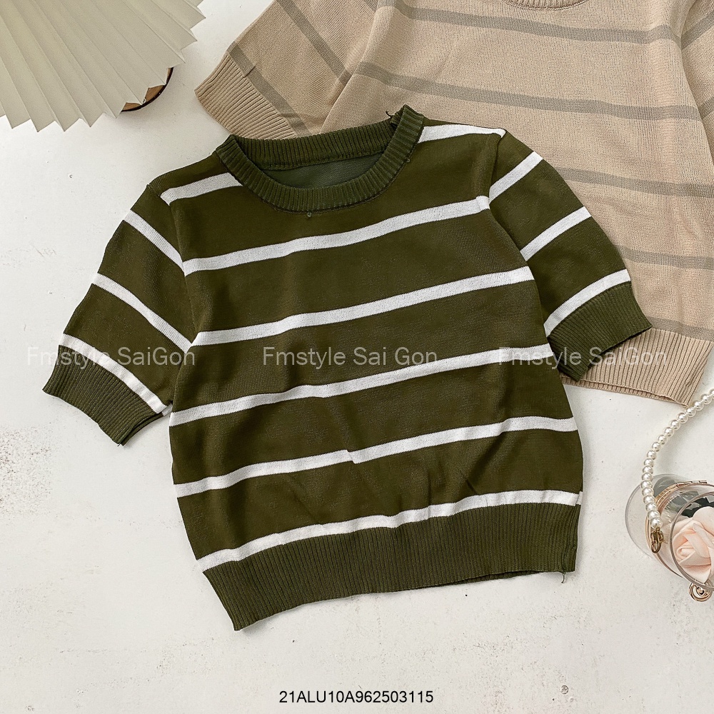 Áo len nữ tay ngắn kẻ ngang thời trang ulzzang Hàn Quốc Fmstyle Saigon 21ALU10A962503 | BigBuy360 - bigbuy360.vn