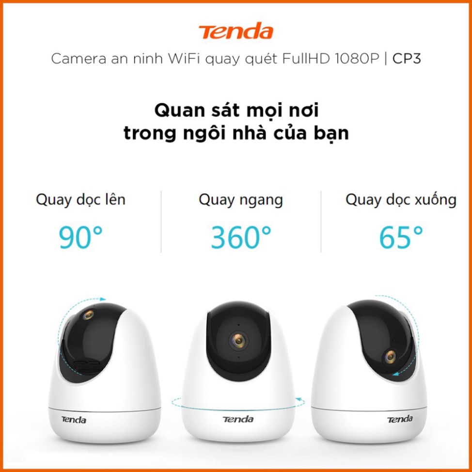 Camera IP Wifi Tenda CP3 Full HD 1080P 360° Kèm thở nhớ