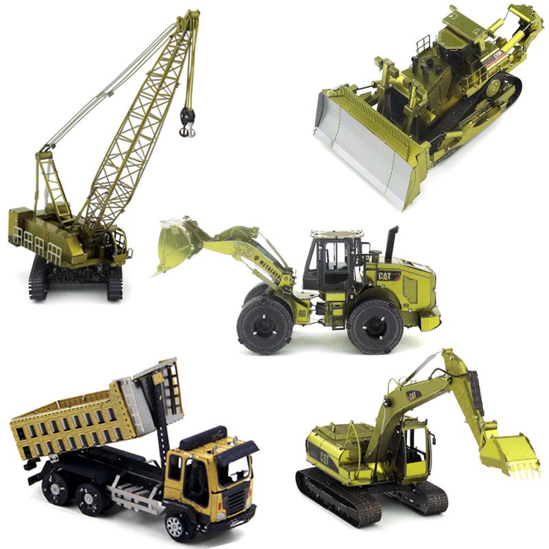 Mô hình thép 3D tự ráp mẫu xe xây dựng bản màu