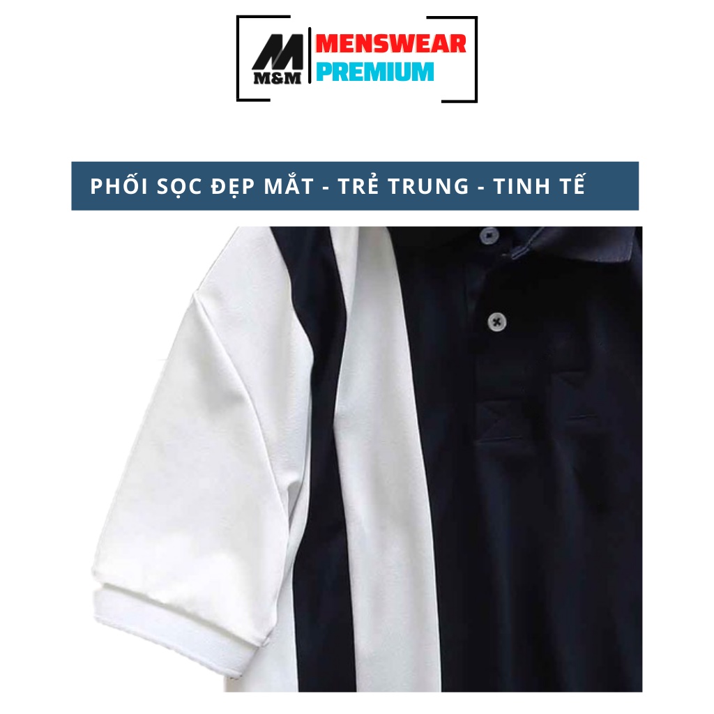 Áo Phông Polo Nam M&amp;M Mammodel Áo Polo Nam Cổ Bẻ Tay Ngắn Phối Sọc Vải Cotton Xuất Xịn Chuẩn Form Dày Dặn HC102