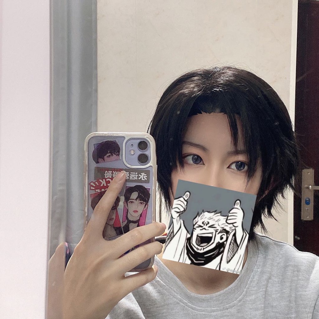 Wig/tóc giả nâu đen cosplay Yuta Okkotsu Jujutsu Kaisen chú thuật hồi chiến