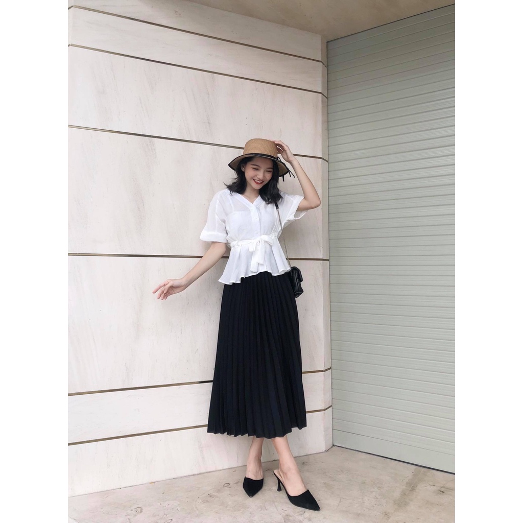 [ 26Studio ] Áo kiểu thắt eo Teah top
