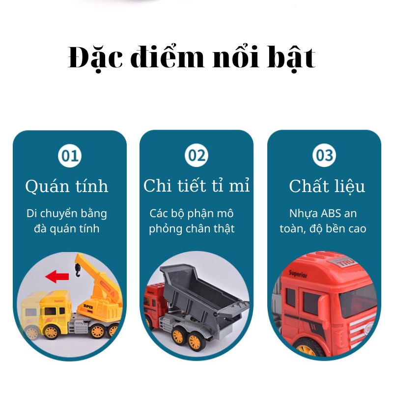 Bộ Ô tô Đồ Chơi Các Loại Xe Xây Dựng BBS: Máy xúc, Xe tải, Cần Cẩu...Cho Trẻ Em